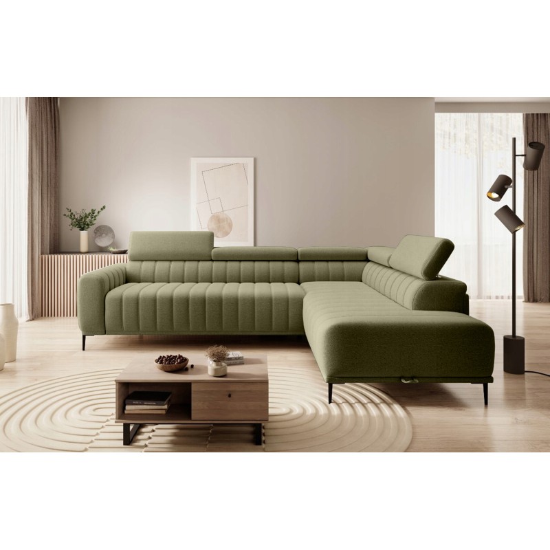 GANDI 140 Right-Hand Corner Sofa with Italian Mattress System, Salvador 10 Green, by WERSAL GANDI 140 Right-Hand Corner Sofa with Italian Mattress System, Salvador 10 Green, by WERSAL