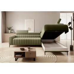 GANDI 140 Right-Hand Corner Sofa with Italian Mattress System, Salvador 10 Green, by WERSAL GANDI 140 Right-Hand Corner Sofa with Italian Mattress System, Salvador 10 Green, by WERSAL