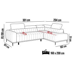 GANDI 160 Left-Handed Corner Sofa with Italian Mattress System, Salvador 16 Graphite by WERSAL GANDI 160 Left-Handed Corner Sofa with Italian Mattress System, Salvador 16 Graphite by WERSAL