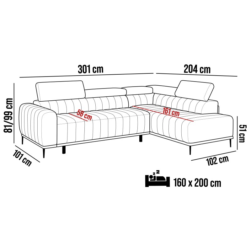 GANDI 160 Left-Handed Corner Sofa with Italian Mattress System, Salvador 16 Graphite by WERSAL GANDI 160 Left-Handed Corner Sofa with Italian Mattress System, Salvador 16 Graphite by WERSAL