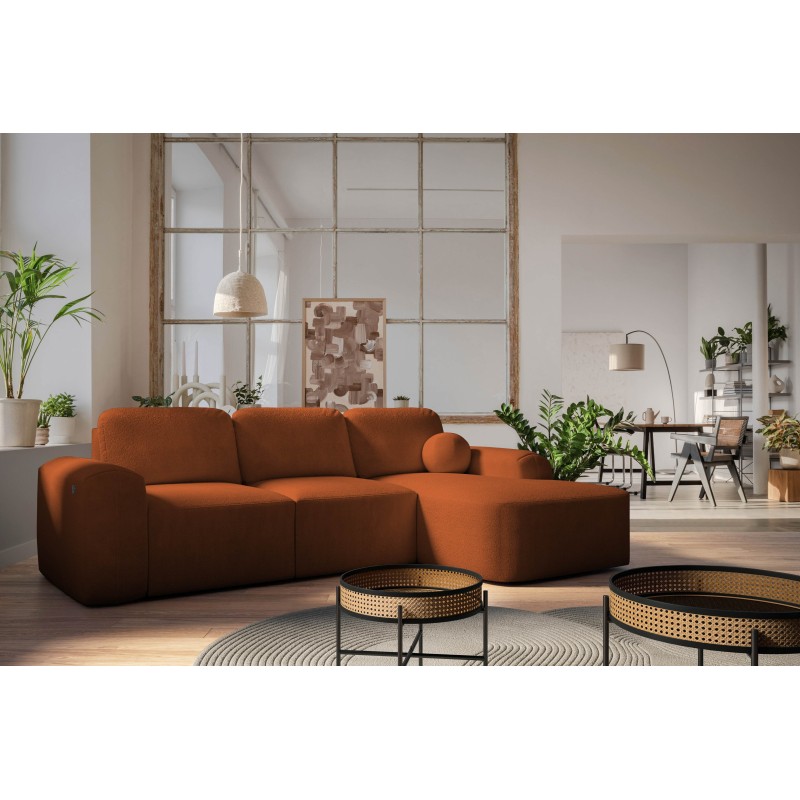 Elegant Monaco I Corner Sofa with a sleeping function, upholstered in Velvet fabric, Velo 627