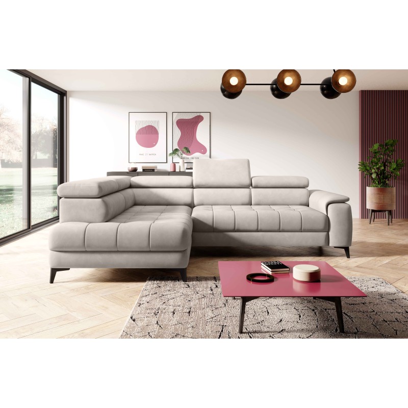 CHIVAS L Left-Handed Corner Sofa with Electric Seat Adjustment, Freestanding Fabric Element 18 VERSAILLES CHIVAS L Left-Handed Corner Sofa with Electric Seat Adjustment, Freestanding Fabric Element 18 VERSAILLES