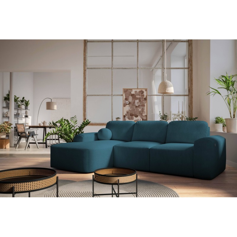Elegant Corner Sofa Monaco I with Sleeping Function, Upholstered in Velvet Fabric, Velo 631