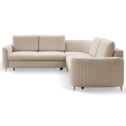 LAREN Modern Corner Sofa with Sleep Function, Bedding Storage, Plastic Legs, Left Side, BEIGE, 251x251x85 cm LAREN Modern Corner Sofa with Sleep Function, Bedding Storage, Plastic Legs, Left Side, BEIGE, 251x251x85 cm