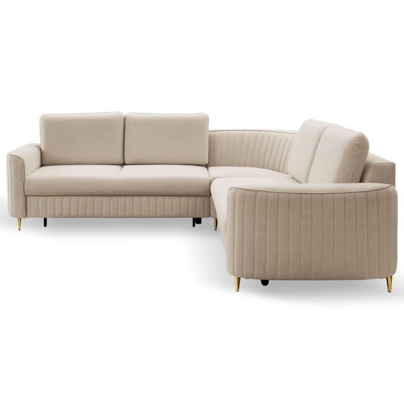LAREN Modern Corner Sofa with Sleep Function, Bedding Storage, Plastic Legs, Left Side, BEIGE, 251x251x85 cm LAREN Modern Corner Sofa with Sleep Function, Bedding Storage, Plastic Legs, Left Side, BEIGE, 251x251x85 cm
