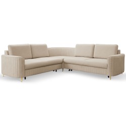 LAREN Modern Corner Sofa with Sleep Function, Bedding Storage, Plastic Legs, Left Side, BEIGE, 251x251x85 cm LAREN Modern Corner Sofa with Sleep Function, Bedding Storage, Plastic Legs, Left Side, BEIGE, 251x251x85 cm