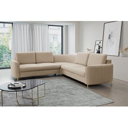 LAREN Modern Corner Sofa with Sleep Function, Bedding Storage, Plastic Legs, Left Side, BEIGE, 251x251x85 cm LAREN Modern Corner Sofa with Sleep Function, Bedding Storage, Plastic Legs, Left Side, BEIGE, 251x251x85 cm