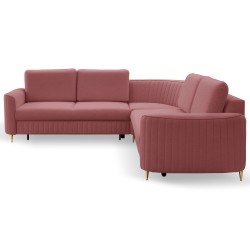 LAREN Modern Corner Sofa with Sleep Function, Bedding Storage, Plastic Legs, Left Side, BURGUND, 251x251x85 cm LAREN Modern Corner Sofa with Sleep Function, Bedding Storage, Plastic Legs, Left Side, BURGUND, 251x251x85 cm