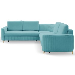 LAREN Modern Corner Sofa with Sleep Function, Bedding Storage, Plastic Legs, Left Side, TURQUOISE, 251x251x85 cm LAREN Modern Corner Sofa with Sleep Function, Bedding Storage, Plastic Legs, Left Side, TURQUOISE, 251x251x85 cm