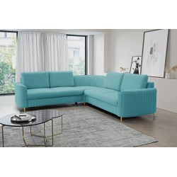 LAREN Modern Corner Sofa with Sleep Function, Bedding Storage, Plastic Legs, Left Side, TURQUOISE, 251x251x85 cm LAREN Modern Corner Sofa with Sleep Function, Bedding Storage, Plastic Legs, Left Side, TURQUOISE, 251x251x85 cm
