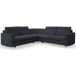 LAREN Modern Corner Sofa with Sleep Function, Bedding Storage, Plastic Legs, Left Side, NAVY, 251x251x85 cm LAREN Modern Corner Sofa with Sleep Function, Bedding Storage, Plastic Legs, Left Side, NAVY, 251x251x85 cm