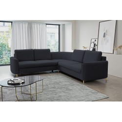 LAREN Modern Corner Sofa with Sleep Function, Bedding Storage, Plastic Legs, Left Side, NAVY, 251x251x85 cm LAREN Modern Corner Sofa with Sleep Function, Bedding Storage, Plastic Legs, Left Side, NAVY, 251x251x85 cm