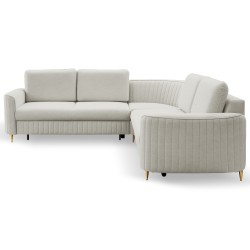LAREN Modern Corner Sofa with Sleep Function, Bedding Storage, Plastic Legs, Left Side, LIGHT ASHLEY, 251x251x85 cm LAREN Modern Corner Sofa with Sleep Function, Bedding Storage, Plastic Legs, Left Side, LIGHT ASHLEY, 251x251x85 cm