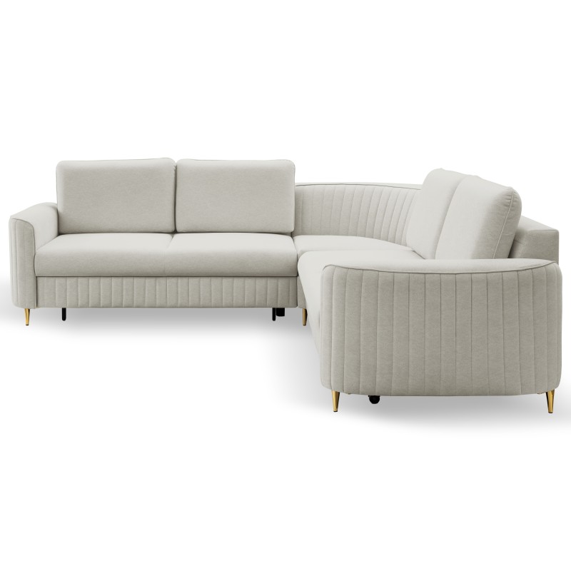 LAREN Modern Corner Sofa with Sleep Function, Bedding Storage, Plastic Legs, Left Side, LIGHT ASHLEY, 251x251x85 cm LAREN Modern Corner Sofa with Sleep Function, Bedding Storage, Plastic Legs, Left Side, LIGHT ASHLEY, 251x251x85 cm