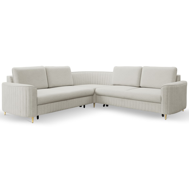 LAREN Modern Corner Sofa with Sleep Function, Bedding Storage, Plastic Legs, Left Side, LIGHT ASHLEY, 251x251x85 cm LAREN Modern Corner Sofa with Sleep Function, Bedding Storage, Plastic Legs, Left Side, LIGHT ASHLEY, 251x251x85 cm