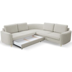LAREN Modern Corner Sofa with Sleep Function, Bedding Storage, Plastic Legs, Left Side, LIGHT ASHLEY, 251x251x85 cm LAREN Modern Corner Sofa with Sleep Function, Bedding Storage, Plastic Legs, Left Side, LIGHT ASHLEY, 251x251x85 cm