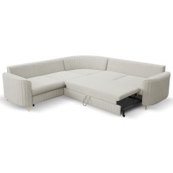 LAREN Modern Corner Sofa with Sleep Function, Bedding Storage, Plastic Legs, Left Side, LIGHT ASHLEY, 251x251x85 cm LAREN Modern Corner Sofa with Sleep Function, Bedding Storage, Plastic Legs, Left Side, LIGHT ASHLEY, 251x251x85 cm