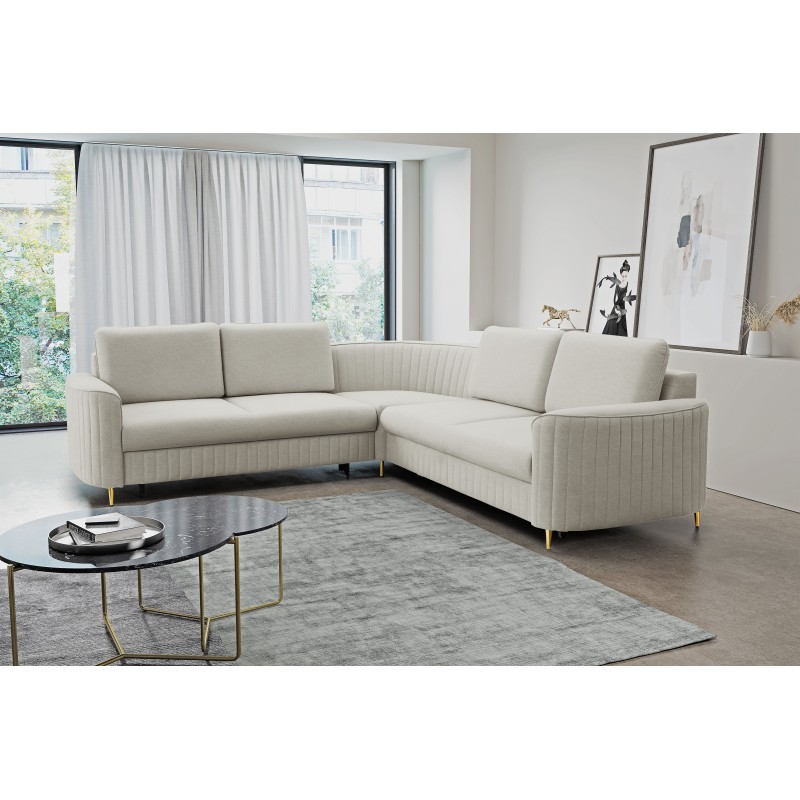 LAREN Modern Corner Sofa with Sleep Function, Bedding Storage, Plastic Legs, Left Side, LIGHT ASHLEY, 251x251x85 cm LAREN Modern Corner Sofa with Sleep Function, Bedding Storage, Plastic Legs, Left Side, LIGHT ASHLEY, 251x251x85 cm