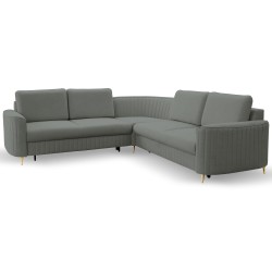 LAREN Modern Corner Sofa with Sleep Function, Bedding Storage, Plastic Legs, Left Side, DARK GRAY, 251x251x85 cm