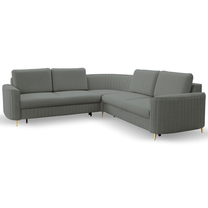 LAREN Modern Corner Sofa with Sleep Function, Bedding Storage, Plastic Legs, Left Side, DARK GRAY, 251x251x85 cm LAREN Modern Corner Sofa with Sleep Function, Bedding Storage, Plastic Legs, Left Side, DARK GRAY, 251x251x85 cm