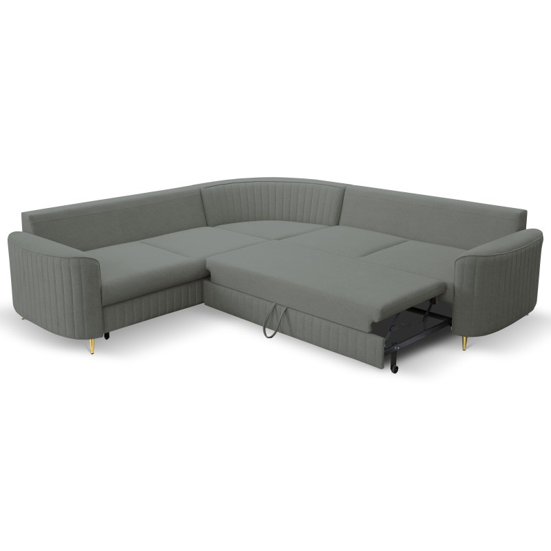 LAREN Modern Corner Sofa with Sleep Function, Bedding Storage, Plastic Legs, Left Side, DARK GRAY, 251x251x85 cm LAREN Modern Corner Sofa with Sleep Function, Bedding Storage, Plastic Legs, Left Side, DARK GRAY, 251x251x85 cm