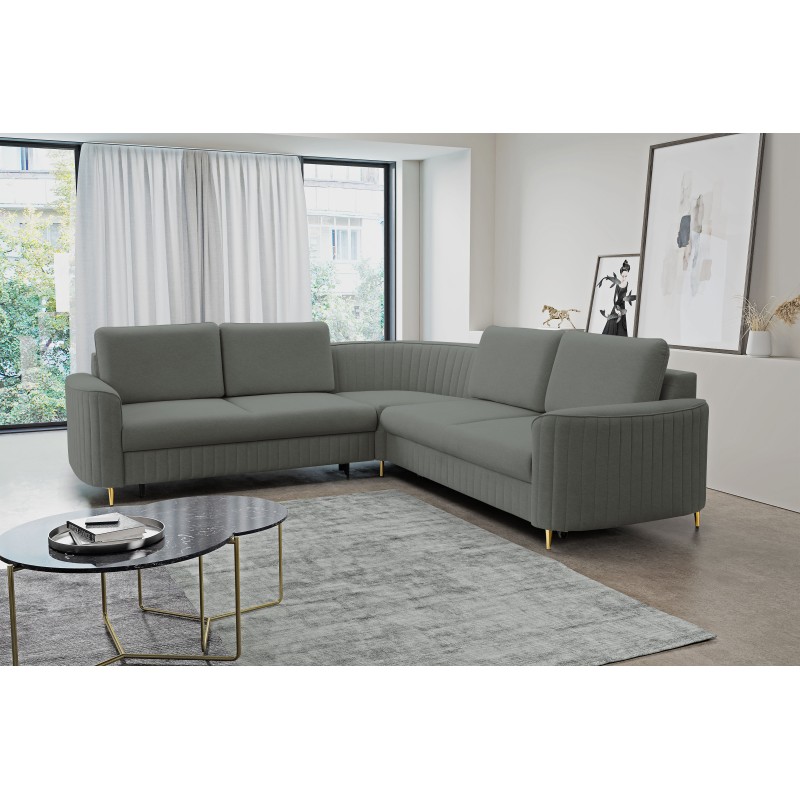 LAREN Modern Corner Sofa with Sleep Function, Bedding Storage, Plastic Legs, Left Side, DARK GRAY, 251x251x85 cm LAREN Modern Corner Sofa with Sleep Function, Bedding Storage, Plastic Legs, Left Side, DARK GRAY, 251x251x85 cm