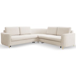 LAREN Modern Corner Sofa with Sleep Function, Bedding Storage, Plastic Legs, Right Side, CREMAL, 251x251x85 cm LAREN Modern Corner Sofa with Sleep Function, Bedding Storage, Plastic Legs, Right Side, CREMAL, 251x251x85 cm