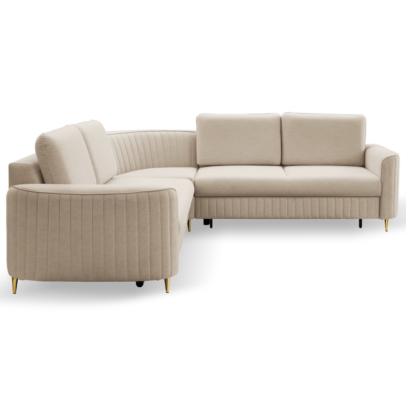 LAREN Modern Corner Sofa with Sleep Function, Bedding Storage, Plastic Legs, Right Side, BEIGE, 251x251x85 cm LAREN Modern Corner Sofa with Sleep Function, Bedding Storage, Plastic Legs, Right Side, BEIGE, 251x251x85 cm