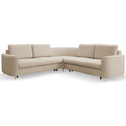 LAREN Modern Corner Sofa with Sleep Function, Bedding Storage, Plastic Legs, Right Side, BEIGE, 251x251x85 cm LAREN Modern Corner Sofa with Sleep Function, Bedding Storage, Plastic Legs, Right Side, BEIGE, 251x251x85 cm