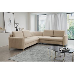 LAREN Modern Corner Sofa with Sleep Function, Bedding Storage, Plastic Legs, Right Side, BEIGE, 251x251x85 cm LAREN Modern Corner Sofa with Sleep Function, Bedding Storage, Plastic Legs, Right Side, BEIGE, 251x251x85 cm