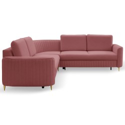 LAREN Modern Corner Sofa with Sleep Function, Bedding Storage, Plastic Legs, Right Side, BURGUND, 251x251x85 cm LAREN Modern Corner Sofa with Sleep Function, Bedding Storage, Plastic Legs, Right Side, BURGUND, 251x251x85 cm