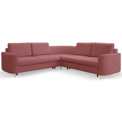 LAREN Modern Corner Sofa with Sleep Function, Bedding Storage, Plastic Legs, Right Side, BURGUND, 251x251x85 cm LAREN Modern Corner Sofa with Sleep Function, Bedding Storage, Plastic Legs, Right Side, BURGUND, 251x251x85 cm