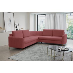 LAREN Modern Corner Sofa with Sleep Function, Bedding Storage, Plastic Legs, Right Side, BURGUND, 251x251x85 cm LAREN Modern Corner Sofa with Sleep Function, Bedding Storage, Plastic Legs, Right Side, BURGUND, 251x251x85 cm