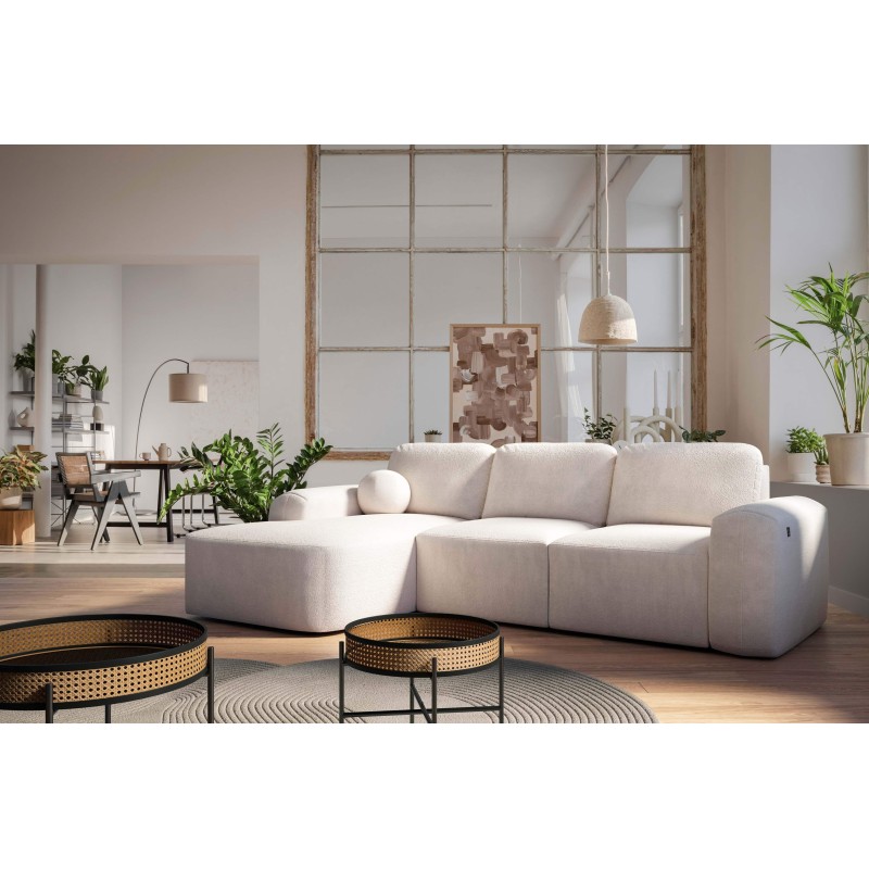 Elegant Monaco I Corner Sofa with Sleeping Function, Upholstered in Velvet Fabric, Velo 621