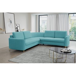 LAREN Modern Corner Sofa with Sleep Function, Bedding Storage, Plastic Legs, Right Side, TURQUOISE, 251x251x85 cm LAREN Modern Corner Sofa with Sleep Function, Bedding Storage, Plastic Legs, Right Side, TURQUOISE, 251x251x85 cm