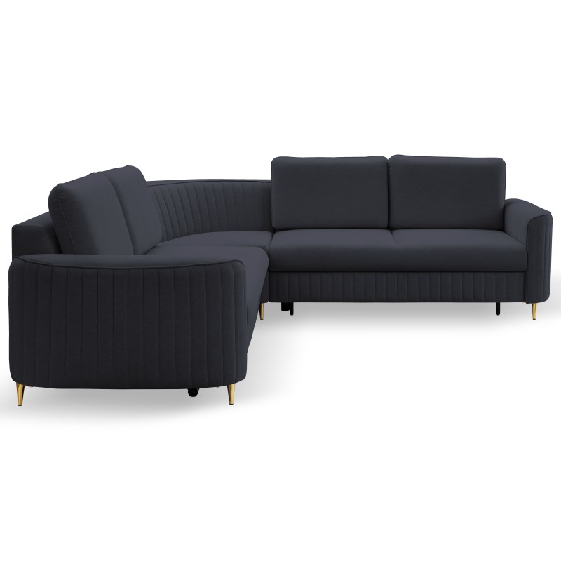 LAREN Modern Corner Sofa with Sleep Function, Bedding Storage, Plastic Legs, Right Side, NAVY BLUE, 251x251x85 cm LAREN Modern Corner Sofa with Sleep Function, Bedding Storage, Plastic Legs, Right Side, NAVY BLUE, 251x251x85 cm
