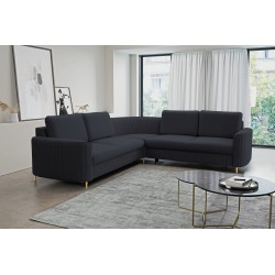 LAREN Modern Corner Sofa with Sleep Function, Bedding Storage, Plastic Legs, Right Side, NAVY BLUE, 251x251x85 cm LAREN Modern Corner Sofa with Sleep Function, Bedding Storage, Plastic Legs, Right Side, NAVY BLUE, 251x251x85 cm