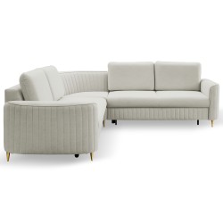 LAREN Modern Corner Sofa with Sleeper Function, Bedding Storage, Plastic Legs, Right Side, LIGHT ASHLEY, 251x251x85 cm LAREN Modern Corner Sofa with Sleeper Function, Bedding Storage, Plastic Legs, Right Side, LIGHT ASHLEY, 251x251x85 cm