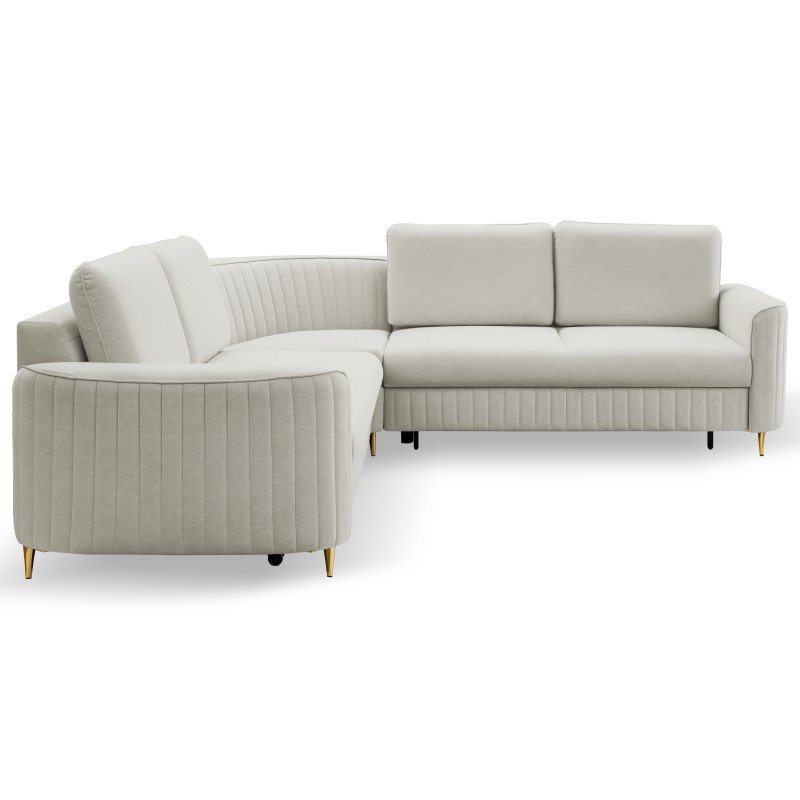 LAREN Modern Corner Sofa with Sleeper Function, Bedding Storage, Plastic Legs, Right Side, LIGHT ASHLEY, 251x251x85 cm LAREN Modern Corner Sofa with Sleeper Function, Bedding Storage, Plastic Legs, Right Side, LIGHT ASHLEY, 251x251x85 cm