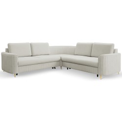 LAREN Modern Corner Sofa with Sleeper Function, Bedding Storage, Plastic Legs, Right Side, LIGHT ASHLEY, 251x251x85 cm LAREN Modern Corner Sofa with Sleeper Function, Bedding Storage, Plastic Legs, Right Side, LIGHT ASHLEY, 251x251x85 cm