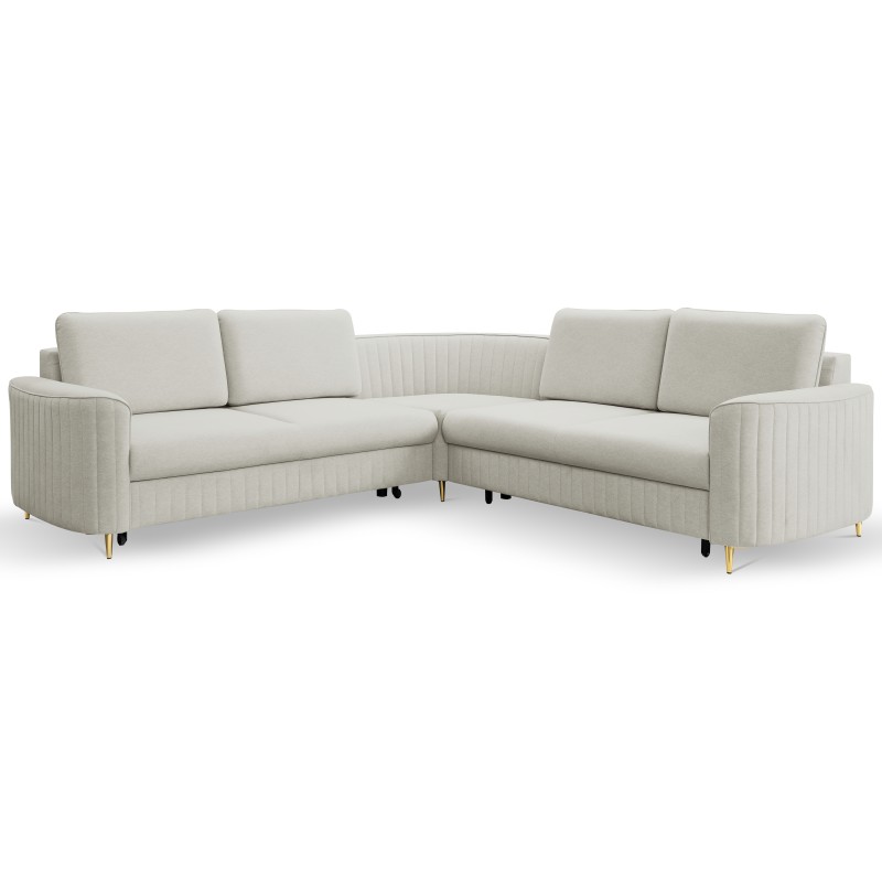 LAREN Modern Corner Sofa with Sleeper Function, Bedding Storage, Plastic Legs, Right Side, LIGHT ASHLEY, 251x251x85 cm LAREN Modern Corner Sofa with Sleeper Function, Bedding Storage, Plastic Legs, Right Side, LIGHT ASHLEY, 251x251x85 cm