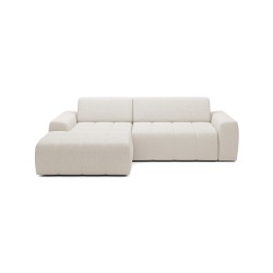 SAVIO Left-Hand Corner Sofa with Electric Adjustment, Free-Standing in KANSAS 02 Light Beige Fabric - VERSAILLES Edition