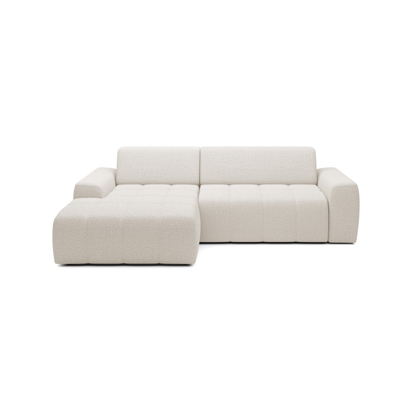 SAVIO Left-Hand Corner Sofa with Electric Adjustment, Free-Standing in KANSAS 02 Light Beige Fabric - VERSAILLES Edition