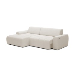 SAVIO Left-Hand Corner Sofa with Electric Adjustment, Free-Standing in KANSAS 02 Light Beige Fabric - VERSAILLES Edition SAVIO Left-Hand Corner Sofa with Electric Adjustment, Free-Standing in KANSAS 02 Light Beige Fabric - VERSAILLES Edition