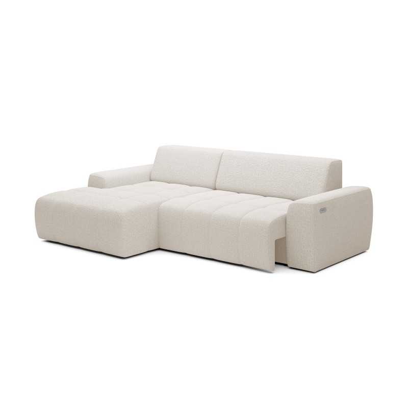 SAVIO Left-Hand Corner Sofa with Electric Adjustment, Free-Standing in KANSAS 02 Light Beige Fabric - VERSAILLES Edition SAVIO Left-Hand Corner Sofa with Electric Adjustment, Free-Standing in KANSAS 02 Light Beige Fabric - VERSAILLES Edition