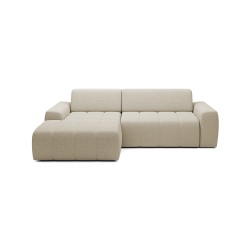 SAVIO Left-Handed Corner Sofa with Electric Adjustment, Free-Standing in KANSAS 06 Dark Beige Fabric - VERSAILLES Edition