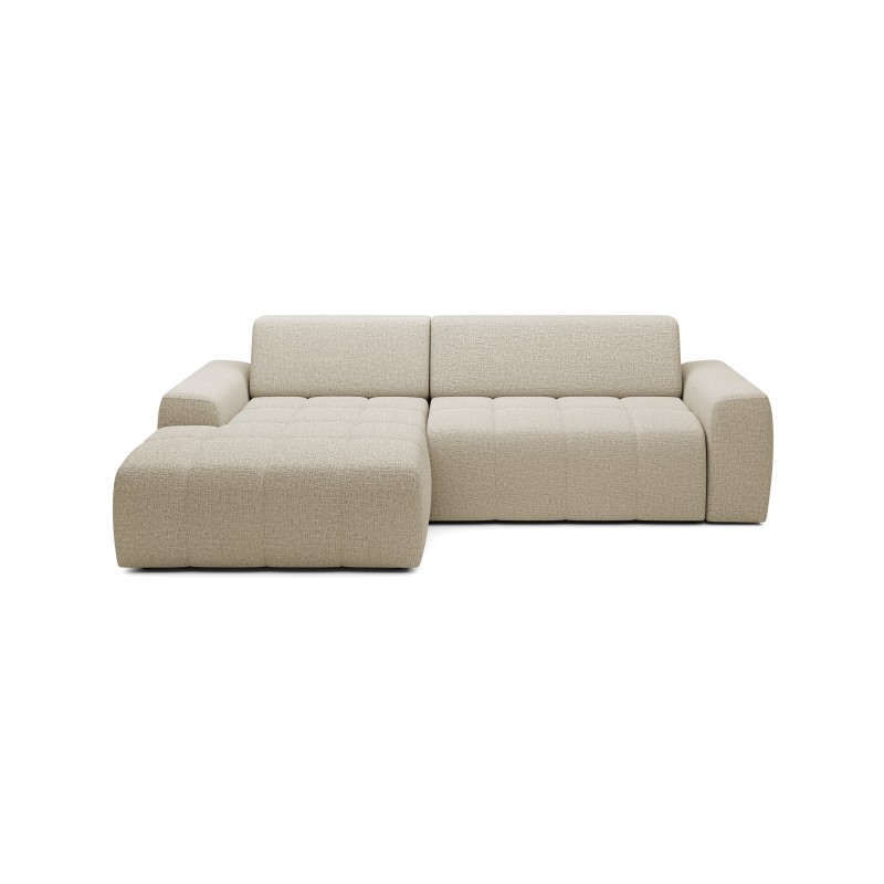 SAVIO Left-Handed Corner Sofa with Electric Adjustment, Free-Standing in KANSAS 06 Dark Beige Fabric - VERSAILLES Edition