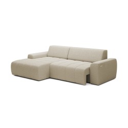 SAVIO Left-Handed Corner Sofa with Electric Adjustment, Free-Standing in KANSAS 06 Dark Beige Fabric - VERSAILLES Edition SAVIO Left-Handed Corner Sofa with Electric Adjustment, Free-Standing in KANSAS 06 Dark Beige Fabric - VERSAILLES Edition