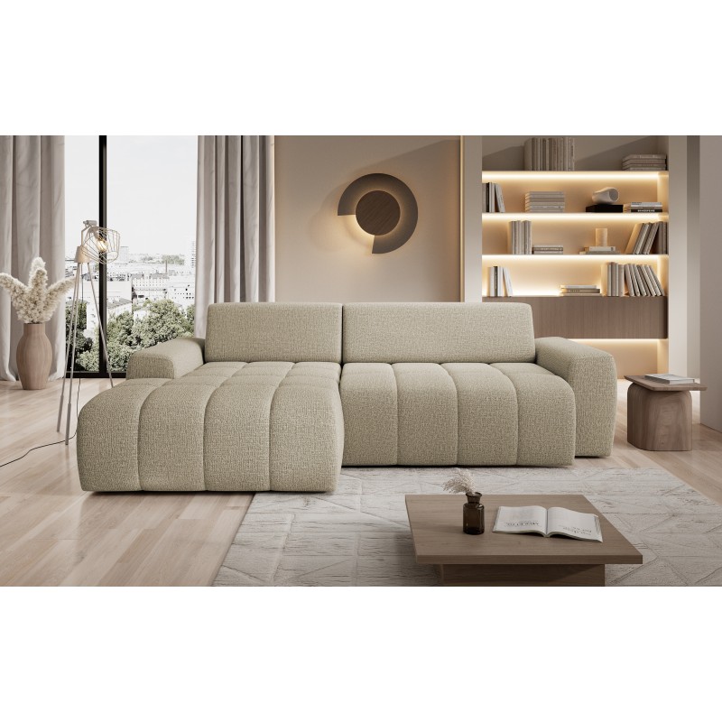 SAVIO Left-Handed Corner Sofa with Electric Adjustment, Free-Standing in KANSAS 06 Dark Beige Fabric - VERSAILLES Edition SAVIO Left-Handed Corner Sofa with Electric Adjustment, Free-Standing in KANSAS 06 Dark Beige Fabric - VERSAILLES Edition