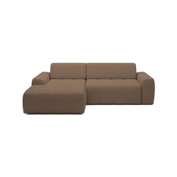 SAVIO Left-Handed Corner Sofa with Electric Adjustment in Free-Standing KANSAS 08 Cappuccino Fabric - WERSAL Edition